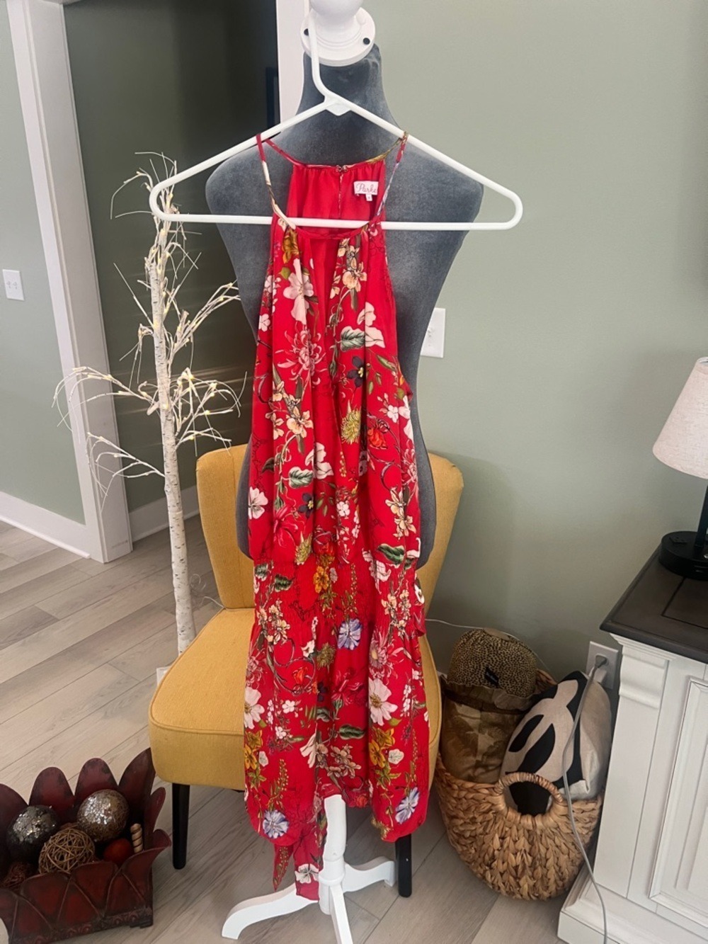 Parker Red Floral Halter Sundress